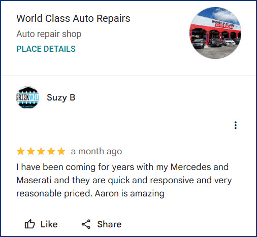 Review of World Class Auto Repairs By Suzy B