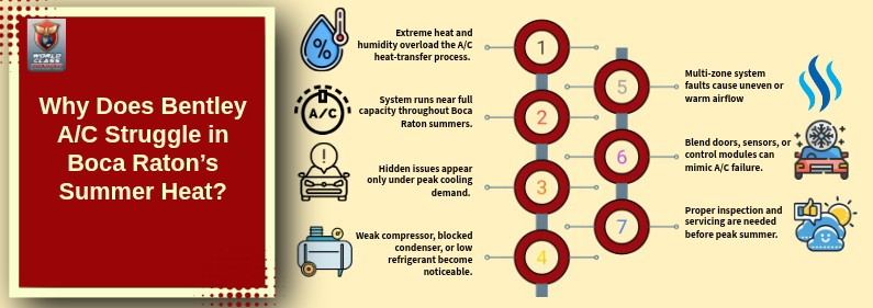 Why does Bentley AC struggle in Boca Ratons summer heat